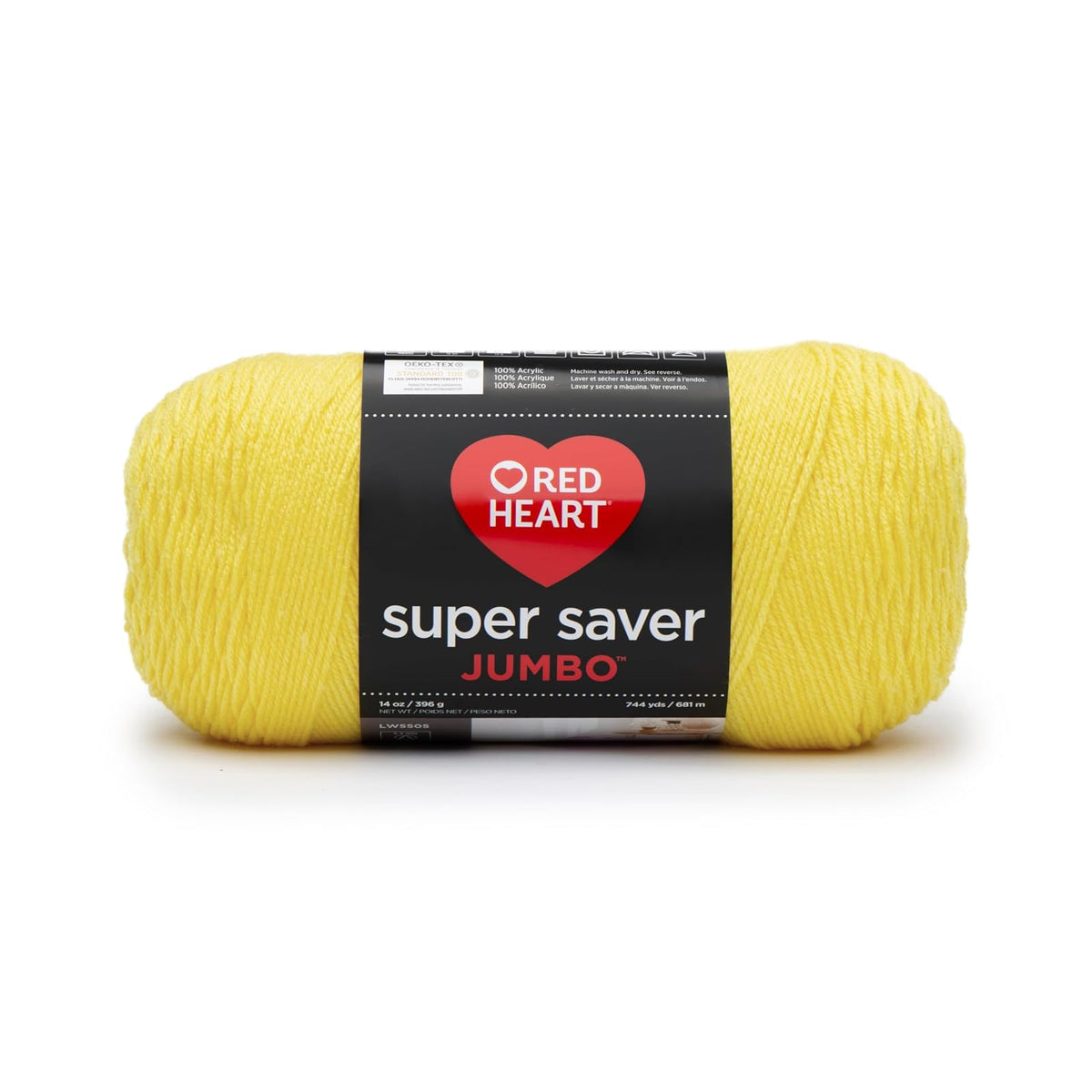 Red Heart Super Saver Estambre Acrílico Jumbo, Paquete de 2, 396 g - 1 paquete - Amarillo brillante