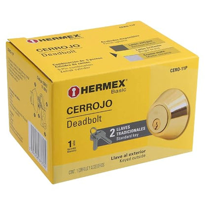 Hermex Basic CERO-11P, Cerrojo cilindro-mariposa, latón brillante