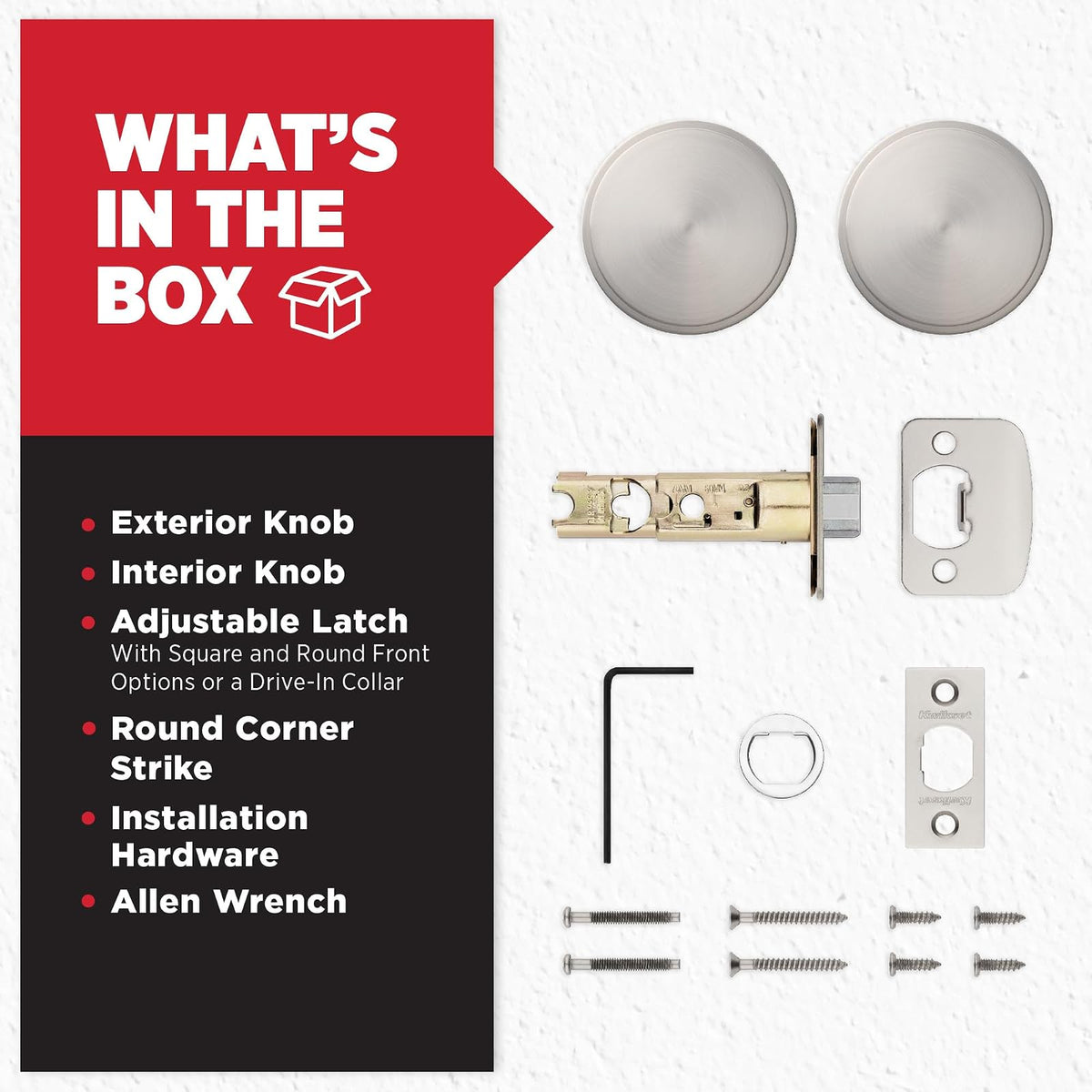 Kwikset Pismo - perilla para puerta (níquel satinado), Pasaje, Níquel Satinado