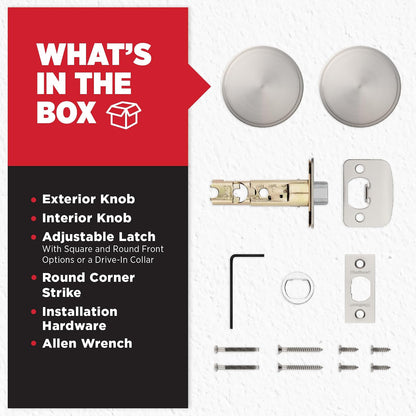 Kwikset Pismo - perilla para puerta (níquel satinado), Pasaje, Níquel Satinado