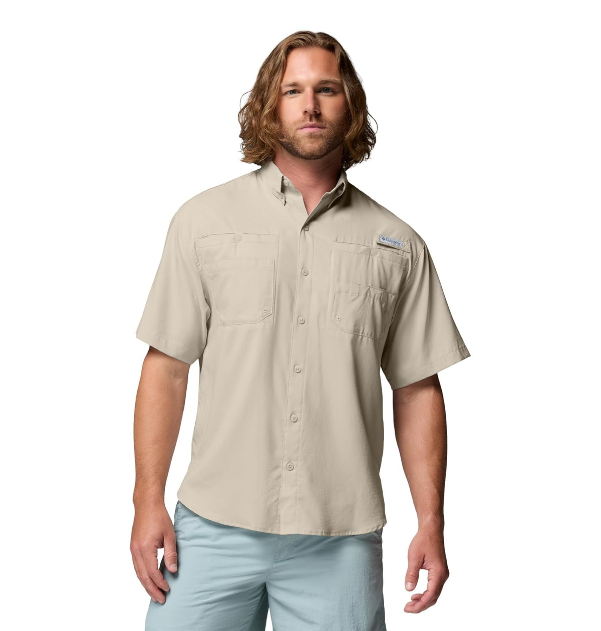 Columbia PFG Tamiami II Camisa de Pesca Manga Corta para Hombre - Fósil - 2X