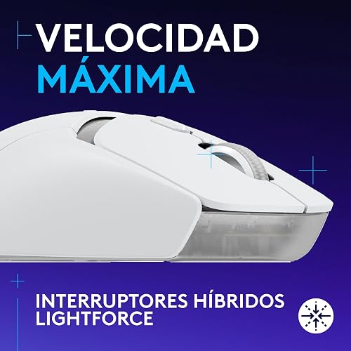 Logitech G309 Mouse inalámbrico Lightspeed para Juegos, Ligero, interruptores híbridos LIGHTFORCE, Sensor Hero 25K, 300+ Horas con una batería AA, 6 Botones programables, PC y Mac - Blanco