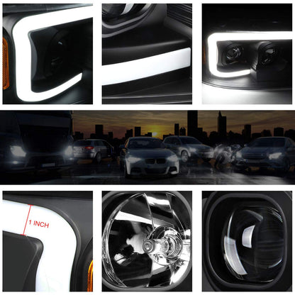 PM PERFORMOTOR PMHL-F150-0408-LB-P-BA Faros Delanteros LED DRL Negro Ámbar 3D con Luz de Circulación Diurna para Ford F-150 2004-2008 Mark LT 2006-2008