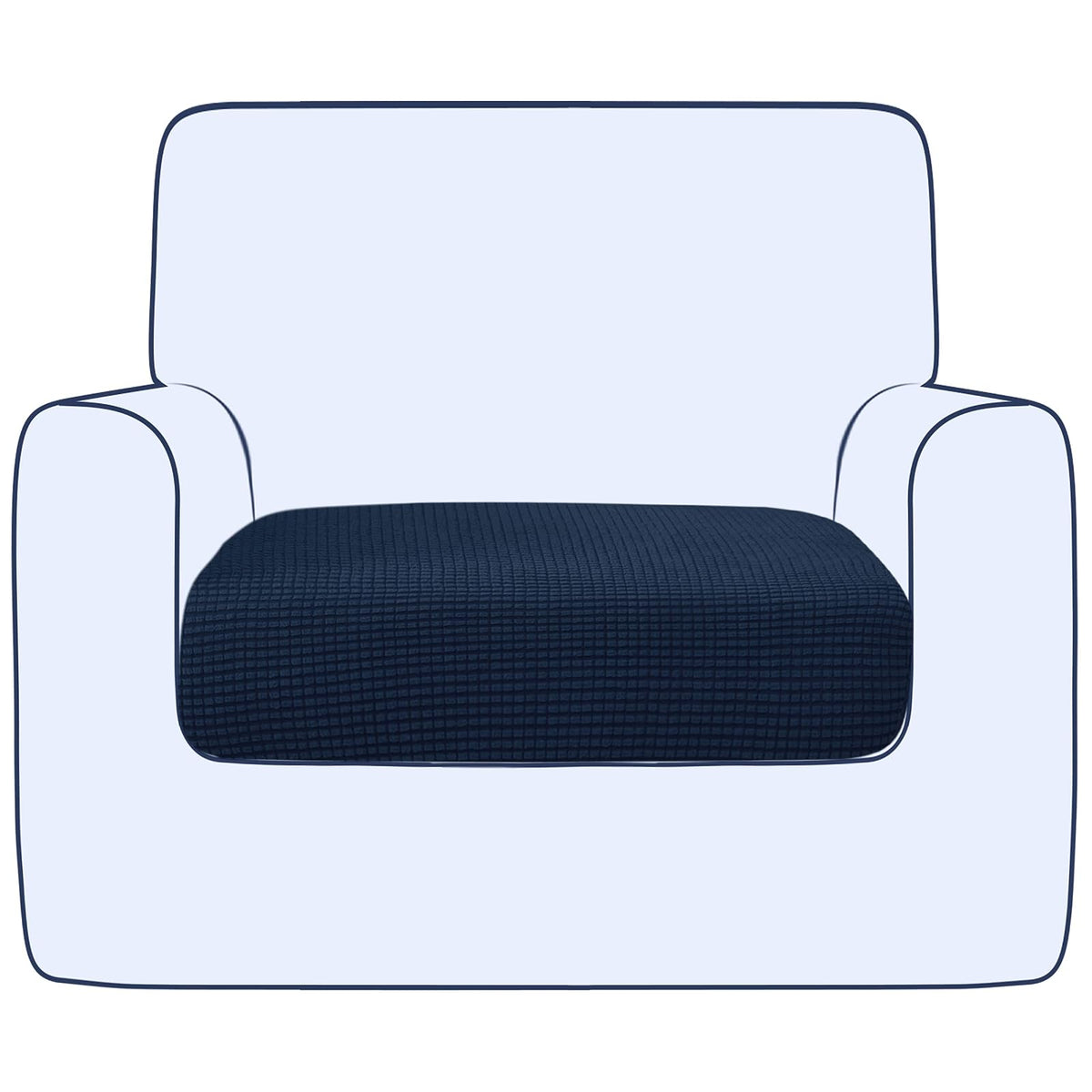 Ouka Funda de Cojín Elástica para Sofá, Reversible - Azul marino - Pequeño