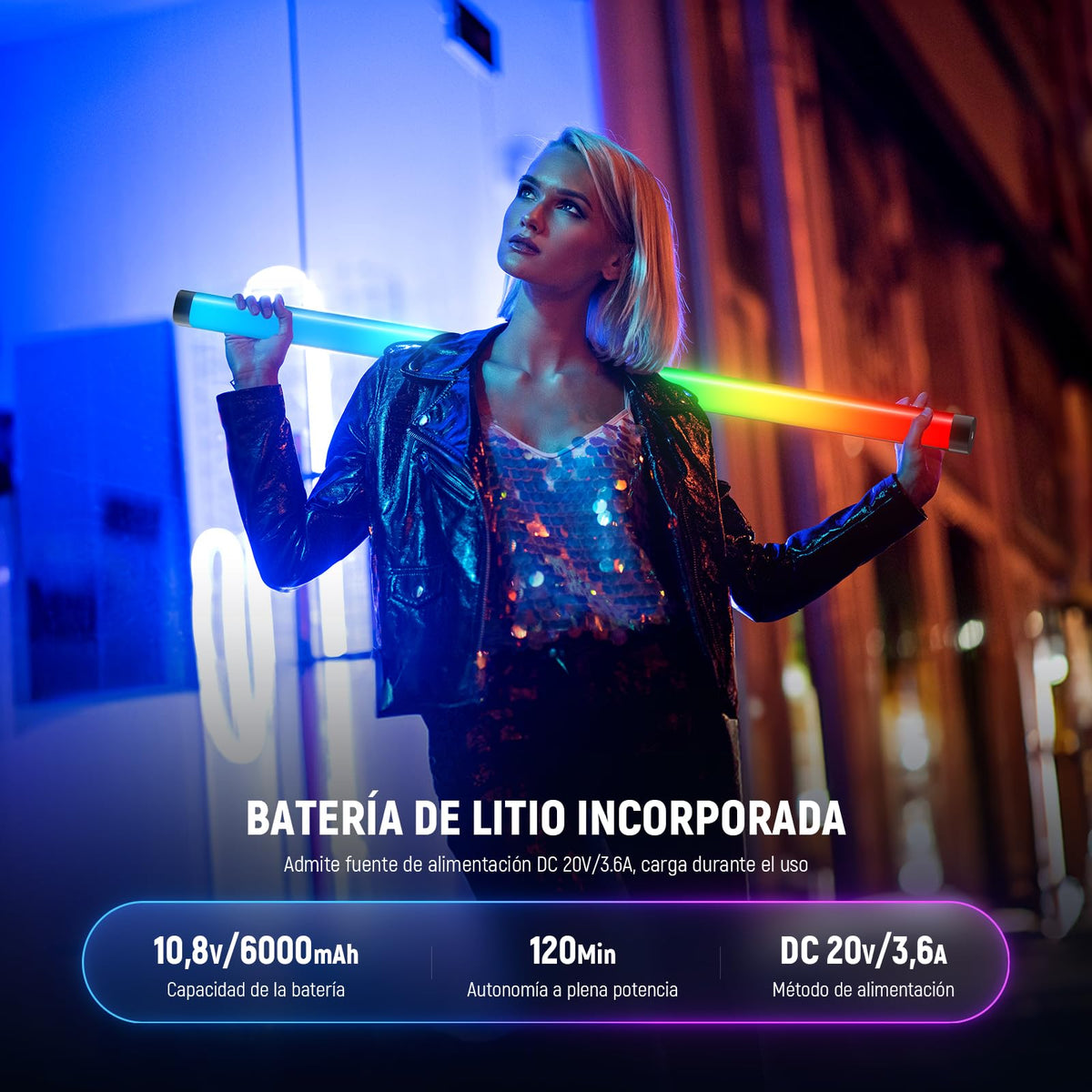 NEEWER - Luz de tubo RGB, luz de video LED de 30 W, RGBWW, varita de luz a todo color, con 18 escenas, efectos de 7 píxeles, 2500-10000 K, CRI97/TLCI98 6000 mAh, APP/2.4G/DMX control para grabación de
