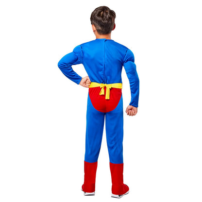 Super DC Heroes Deluxe - Disfraz de Superman en el pecho muscular, niño pequeño