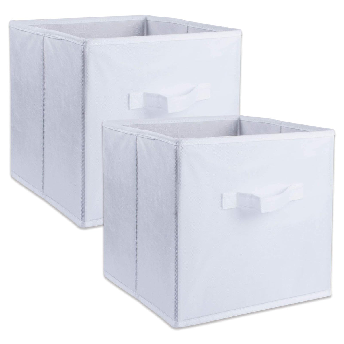 DII Contenedores Plegables De Almacenamiento De Tela | Blanco, 11 x 11 x 11 pulgadas, juego de 2, pequeño (2), para guarderías, oficinas, armarios, organizadores de cubos - Blanco - Small (2)