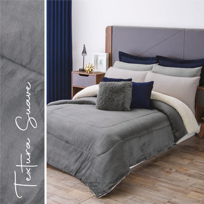 Colchas Concord Argos Cobertor de Borrega, Gris, King 1.80 X 2.20 Mts.