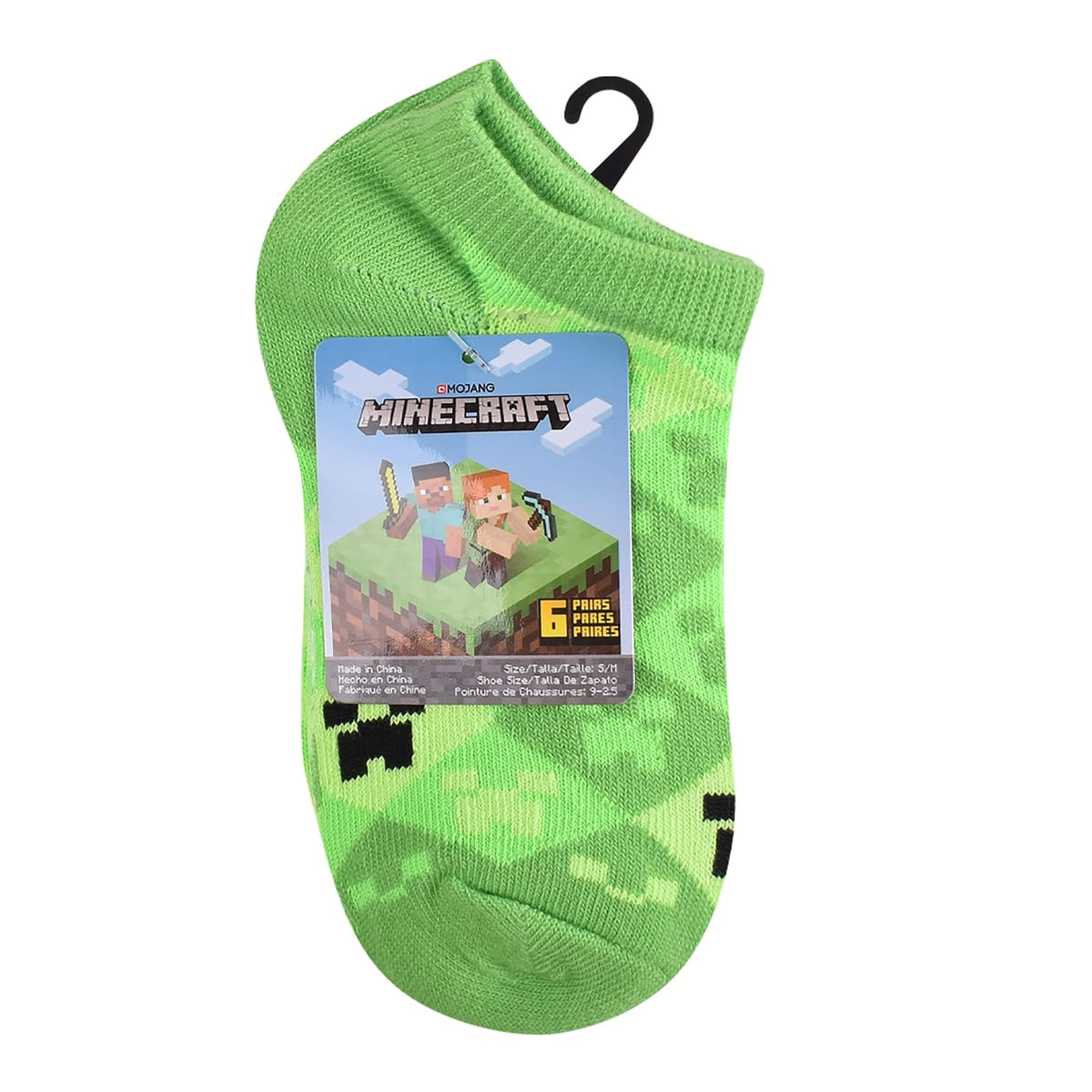 Minecraft 6-pack Minecraft Socks Calcetines sin mostrar Niños