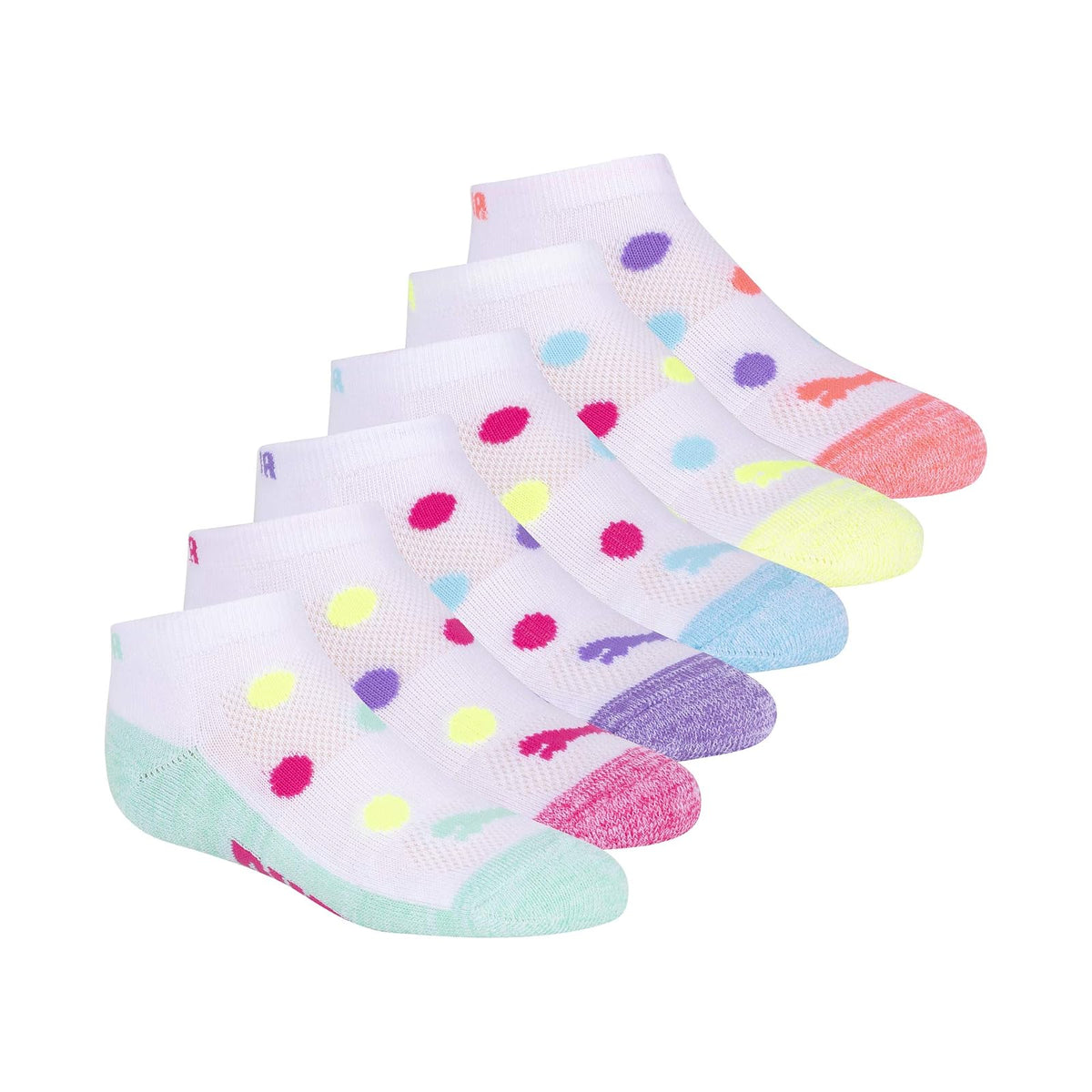 PUMA Girls' 6 Pack Low Cut Socks