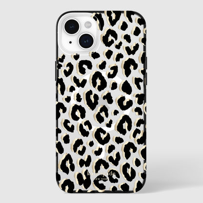 Kate Spade New York Funda para iPhone 15 Plus, Compatible con MagSafe - Ciudad Leopardo Negro