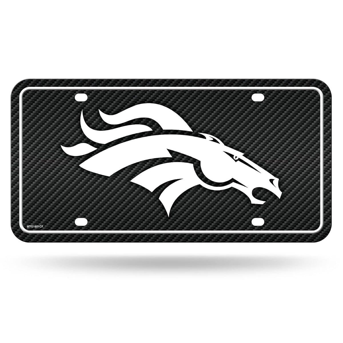 Rico Industries Placa Metálica NFL Fibra de Carbono para Auto - Denver Broncos