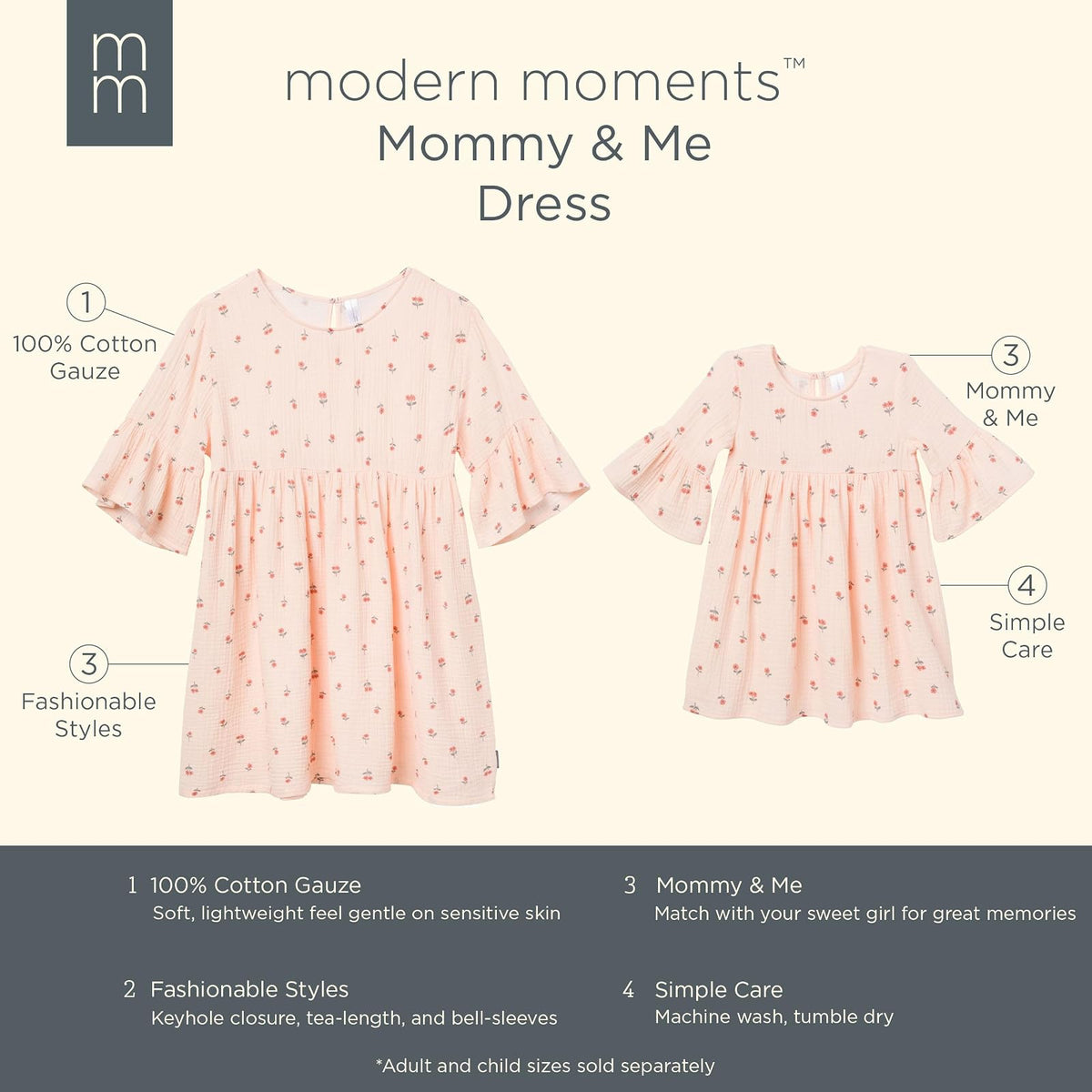 Modern Moments by Gerber Mommy and Me Gauze Dress Atuendo de Jugador Bebé-Niñas
