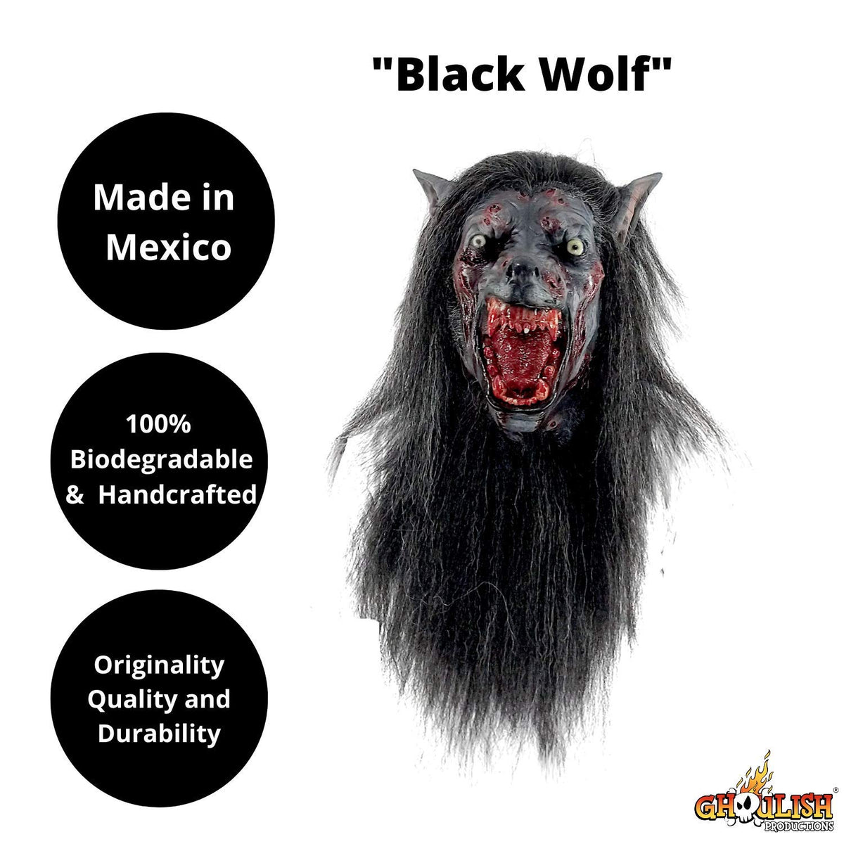 Black Wolf, Máscara de Hombre Lobo Bestia Sangrienta, Máscaras de Hombres Lobo Ideal para Disfraz de Halloween
