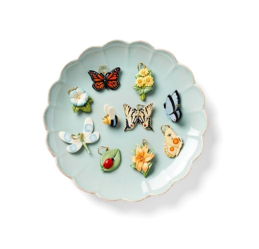 Lenox Colección de Árboles y Adornos Decorativos de Porcelana, Set de 10 Adornos Butterfly Meadow