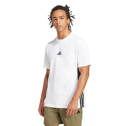 Adidas Essentials - Playera Deportiva de 3 Rayas para Hombre - G Alto - Blanco - Negro