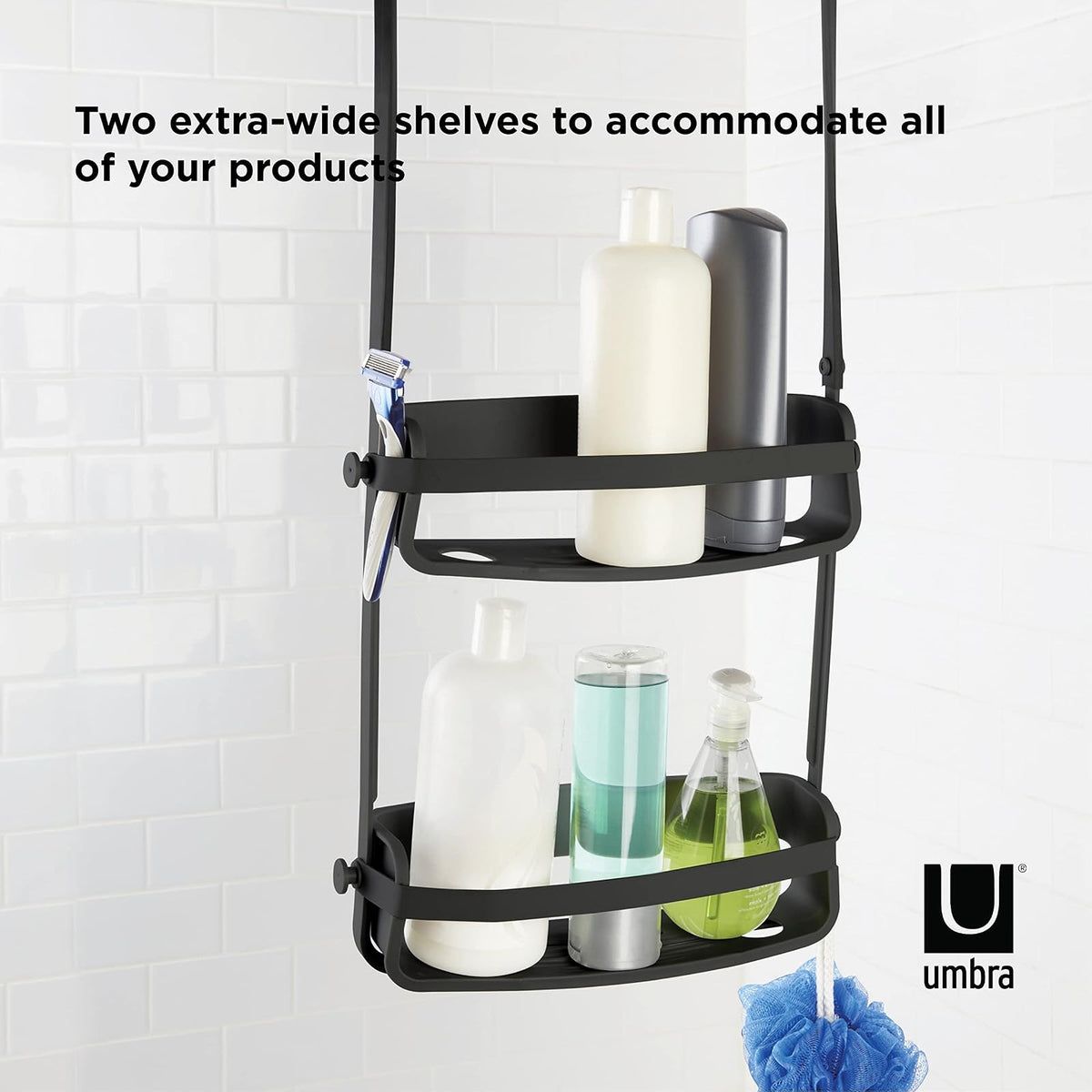 Umbra 023460-040 - Organizador para Ducha con Dos Niveles Flex, Negro