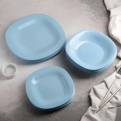 Luminarc - Juego de 4 Platos Sopero Modernos de Opal Carine Azul Plato Hondo UtenSilios de Cocina a Prueba de Rayones