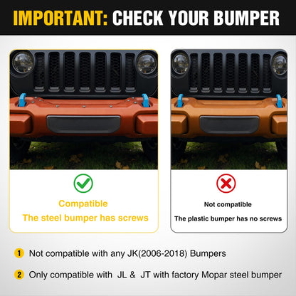 Nilight Protector de Cepillo para Polvo Frontal, Compatible con Jeep Wrangler JL 2018-2025, Gladiator JT 2019-2025, Protector de Rejilla de Barra de Acero se Adapta a Parachoques de Acero Rubicon de