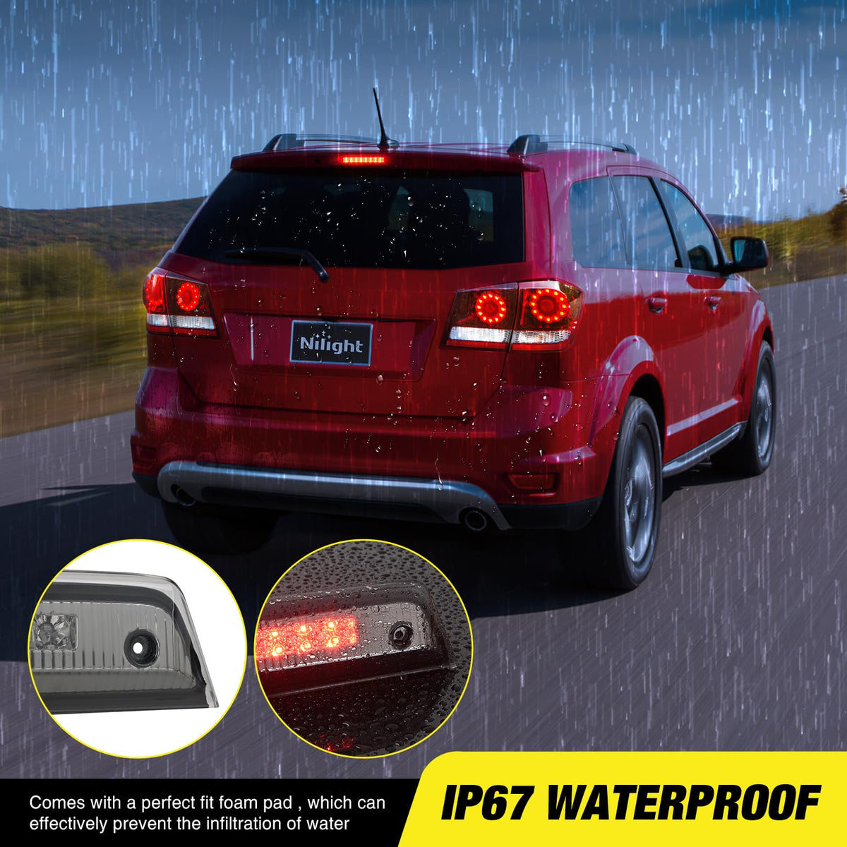 Nilight Luz de Freno Trasera de Montaje Alto Lente Ahumada Dodge Journey 2010-2016
