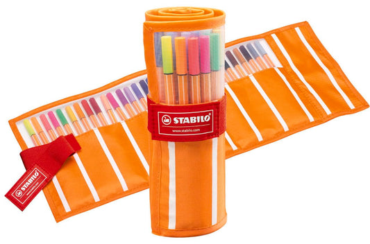 STABILO point 88 Fineliner - Rollerset con 30pcs, Incluye 5 colores neón | set de rollers de 30