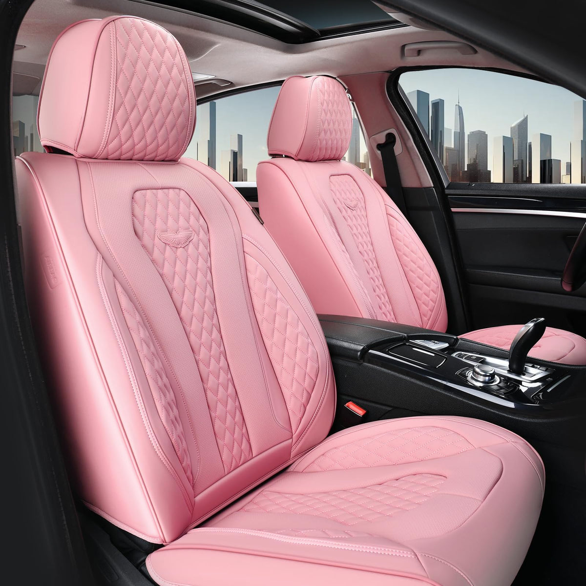 Coverado Funda de Asiento de Auto en Piel, Ajuste Universal - Rosado - FrontPair