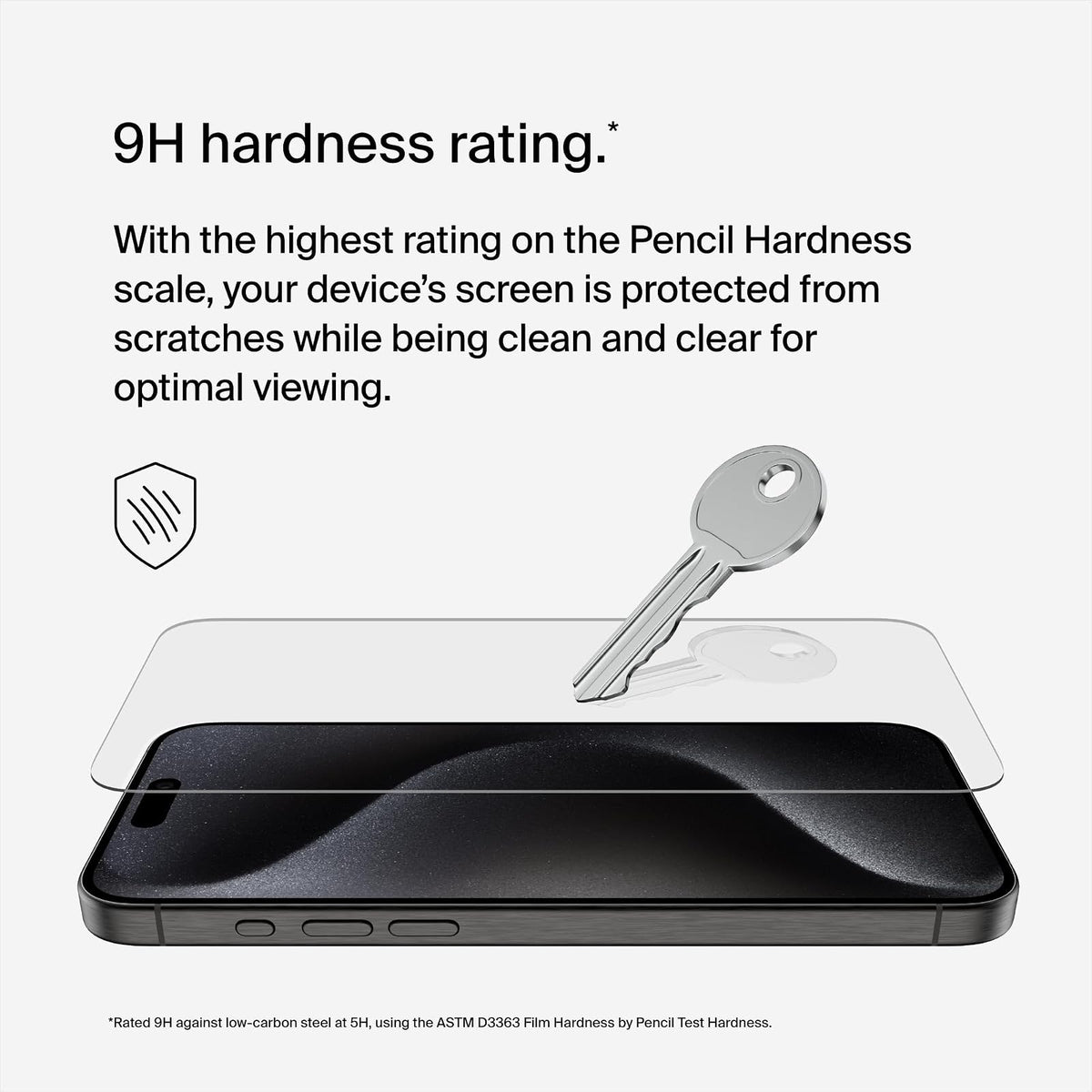 Belkin ScreenForce Protector de visualización tratado de vidrio templado para iPhone 15 Pro Max, delgado y resistente a los arañazos, incluye bandeja de alineación fácil para aplicación sin burbujas
