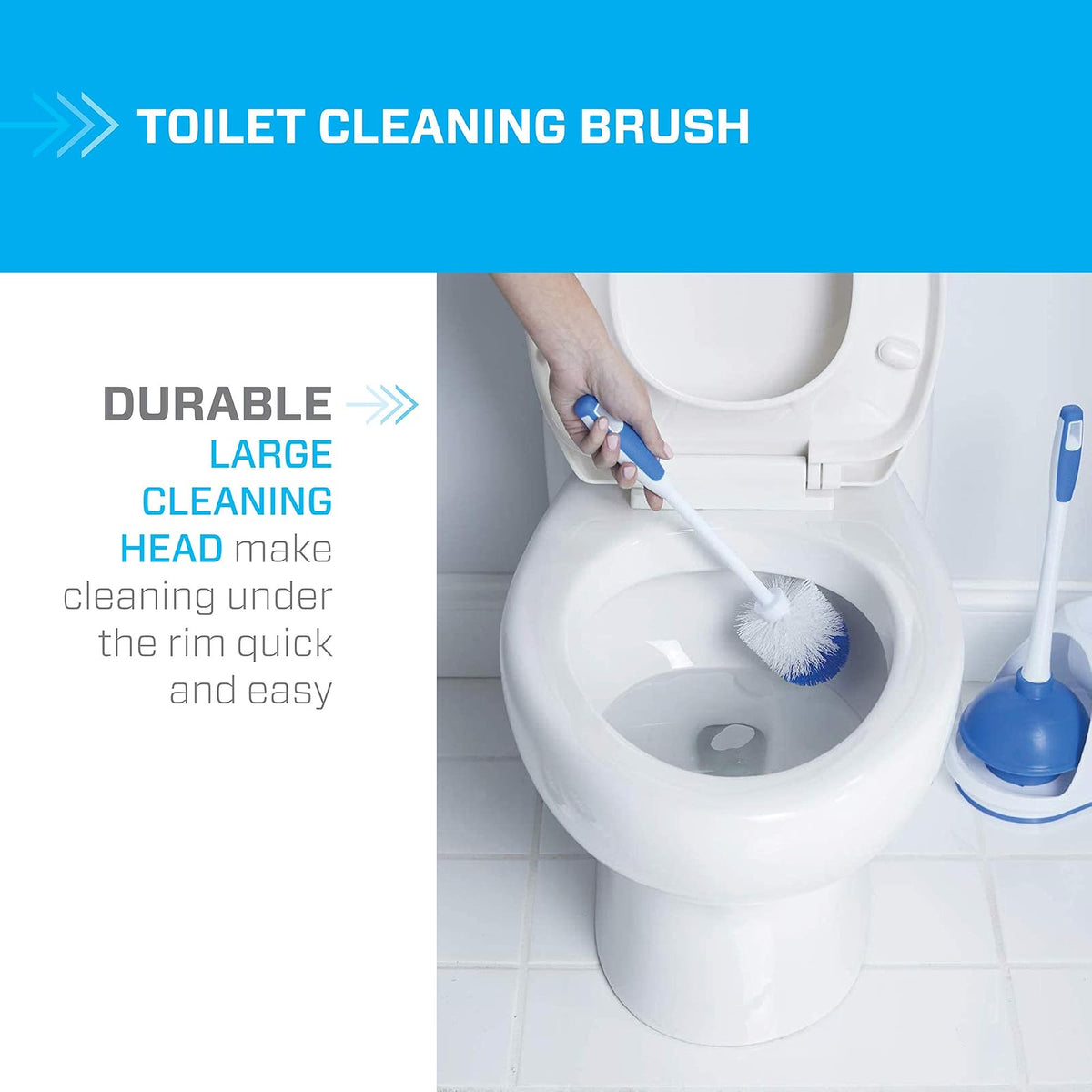 2pk Mr. Clean 440436 Combo, émbolo Blanco/Azul y Cepillo para tazón, Inodoro, desatascador Turbo y Cepillo