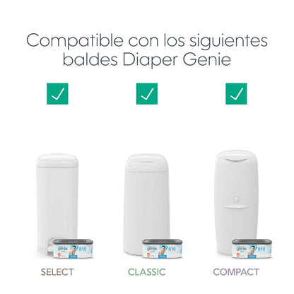 El recambio cuadrado Diaper Genie Jumbo con película continua | Puede contener hasta 810 pañales tamaño recién nacido.