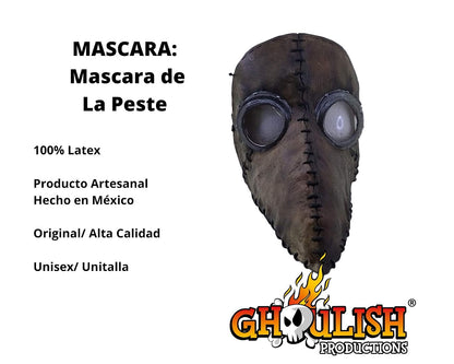 Ghoulish Productions Mascara Gótica de Médico de la Peste Negra/ La Plaga de Latex Antivirus Cosplay Tapa Boca y Ojos para Adulto