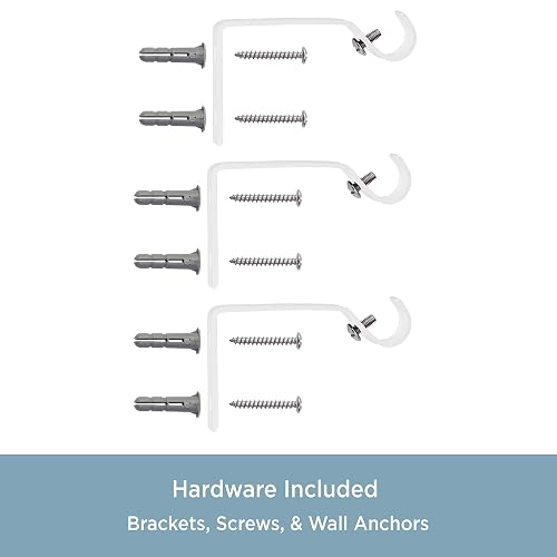 Kenney KN55251 Davenport - Barra Decorativa para Cortina de Ventana, Longitud Ajustable, Acabado Blanco, Tubo de Acero de 1/2 Pulgadas de diámetro