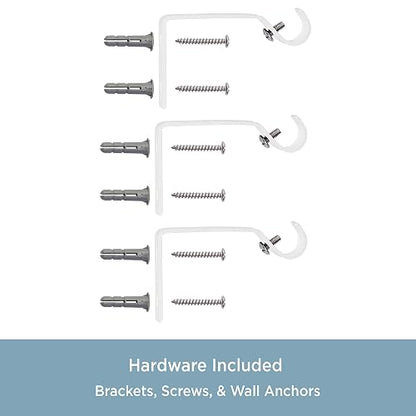 Kenney KN55251 Davenport - Barra Decorativa para Cortina de Ventana, Longitud Ajustable, Acabado Blanco, Tubo de Acero de 1/2 Pulgadas de diámetro