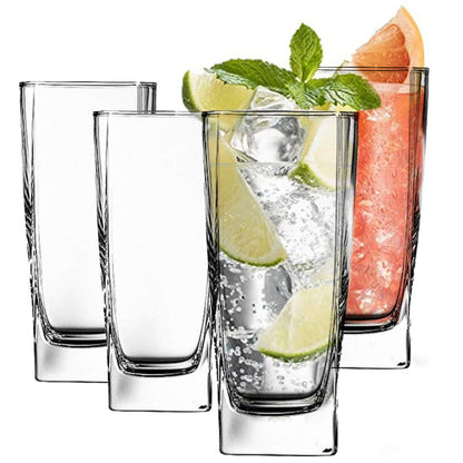 Luminarc 307-4903 Set 6 Vasos Highball con Forma Cuadrada de Vidrio Transparente, Colección Sterling, Ideal para Agua o Todo Tipo de Bebidas, Vasos Con Base Plana, 300 ml
