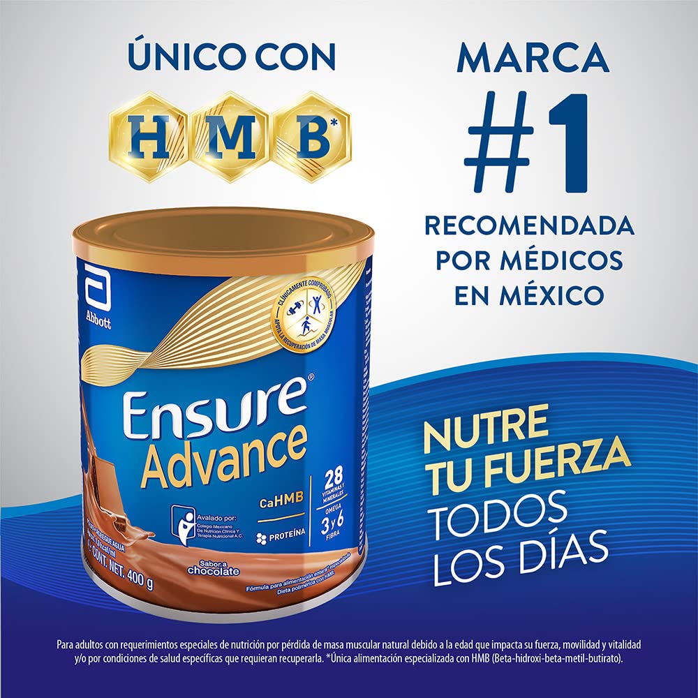 Ensure Advance Polvo Sabor Chocolate 400 g + Advance Vainilla en Polvo 400g, Alimentación Especializada