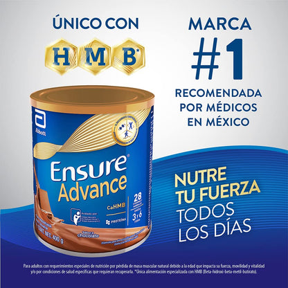 Ensure Advance Polvo Sabor Chocolate 400 g + Advance Vainilla en Polvo 400g, Alimentación Especializada