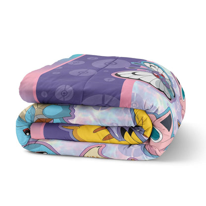 Northwest Pokemon Juego de Cama de tamaño Completo en una Bolsa, Ropa de Cama de Anime para niños, Mantas para niños y niñas, Batalla amistosa