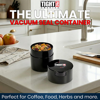 Tightvac – 14 g a 85 g hermético, multiusos, Sello de vacío, contenedor de almacenamiento portátil para artículos secos, comida, y hierbas, Negro sólido, .29-Liter/9-Fluid Ounce, 1