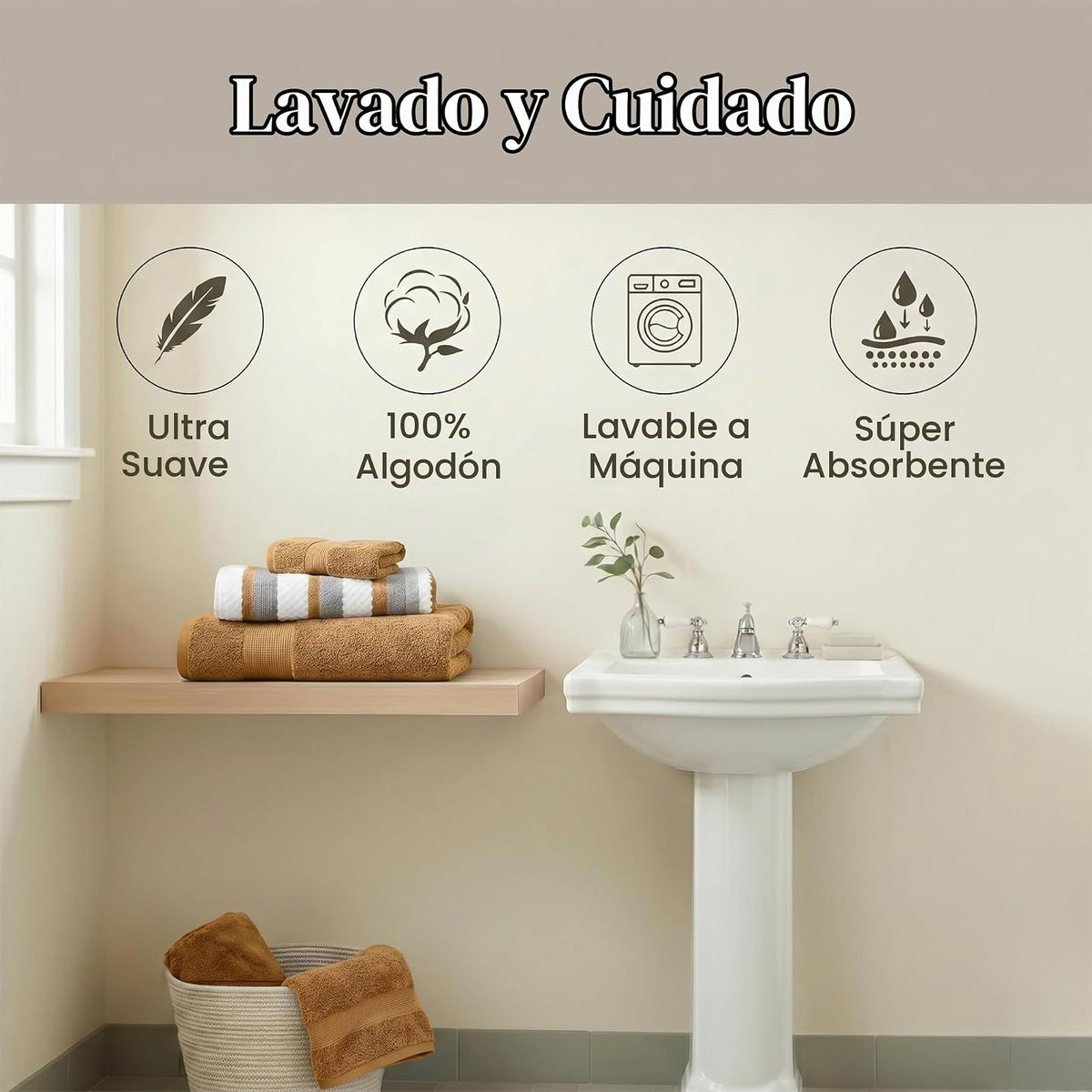 Modern Threads Pax - Juego de 6 Toallas Reversibles teñidas de Hilo Jacquard – Toallas de baño, Toallas de Mano y paños – súper absorbentes y de Secado rápido, 100% algodón Peinado, Mostaza