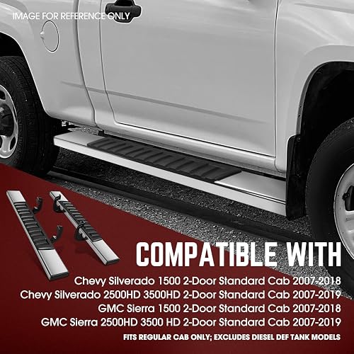 DNA Motoring Estribos Laterales de Acero Inoxidable para Chevrolet Silverado/GMC Sierra 2007-2019