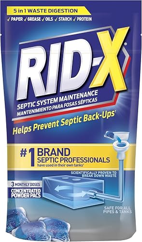 RID-X Septic Tank System Treatment, 3 Month Supply Dual Action Septi-Pacs, 3.2 Ounce