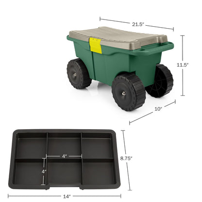 Pure Garden 75-MJ2011 Plastic Garden Storage Cart & Scooter, 20"
