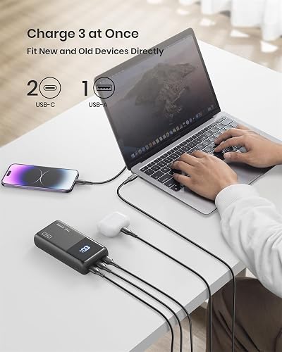 INIU Laptop Power Bank Compacto 25000mAh 100W Carga Rapida Batteria Externa | 3-Output Carga Rápida, Apto para Avión de Viaje, Bateria Portatil para MacBook, Steam Deck, iPhone 17, Samsung, iPad etc