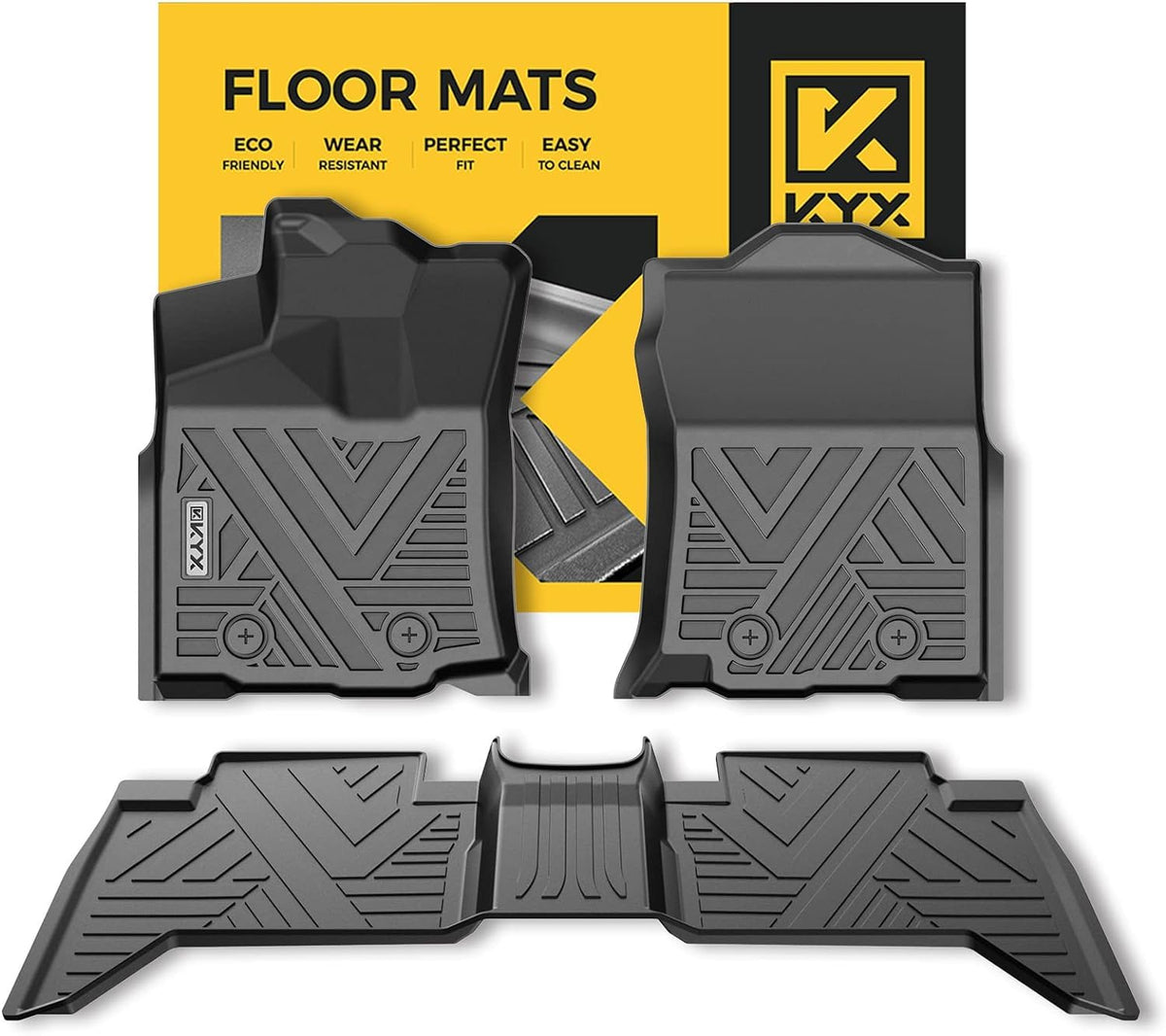 KYX Alfombrillas para Todo Clima para Toyota Tacoma Double Cab 18-24, Juego Completo de Goma TPE, Negro