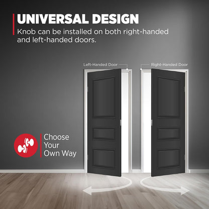 Kwikset Pismo - perilla de puerta de privacidad interior con cerradura, manija de puerta para baño y recámara, latón satinado, redondo, sin llave, protección Microban