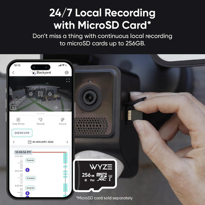 WYZE - Cámara de Reflector v2, LED de 2800 lúmenes, cámara de Seguridad HD de 2K para Exteriores, Vista Ancha de 160°, luz activada por Movimiento, Sirena de 105 dB, visión Nocturna de Color,