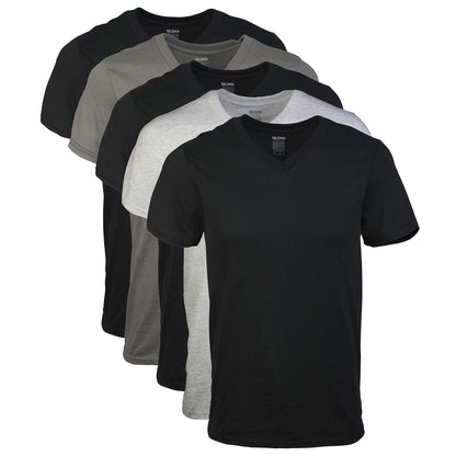 Gildan Camiseta Interior Cuello V para Hombre, Paquete - M - Surtido (5 unidades)