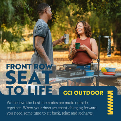 GCI Outdoor Master Cook Station | Mesa de cocina plegable portátil con fregadero de carcasa suave, mesa resistente al calor y poste telescópico, perfecta para viajes de campamento