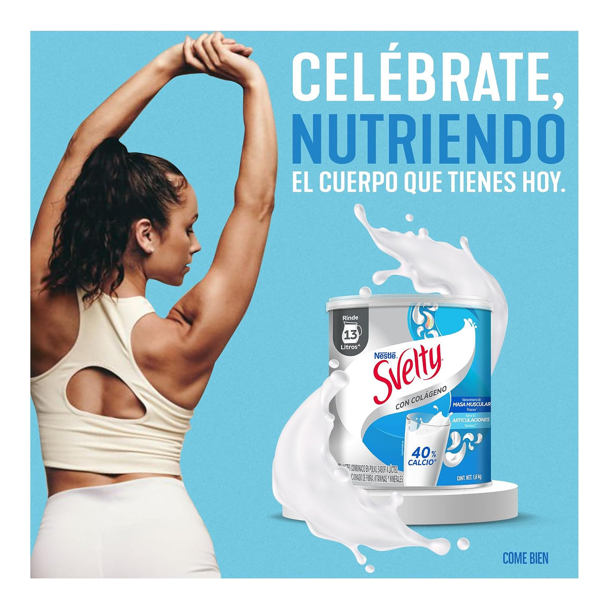 Svelty con Colágeno Adicionado de Fibra, Proteína, Vitamina C y Calcio, Lata de 1.6 kg