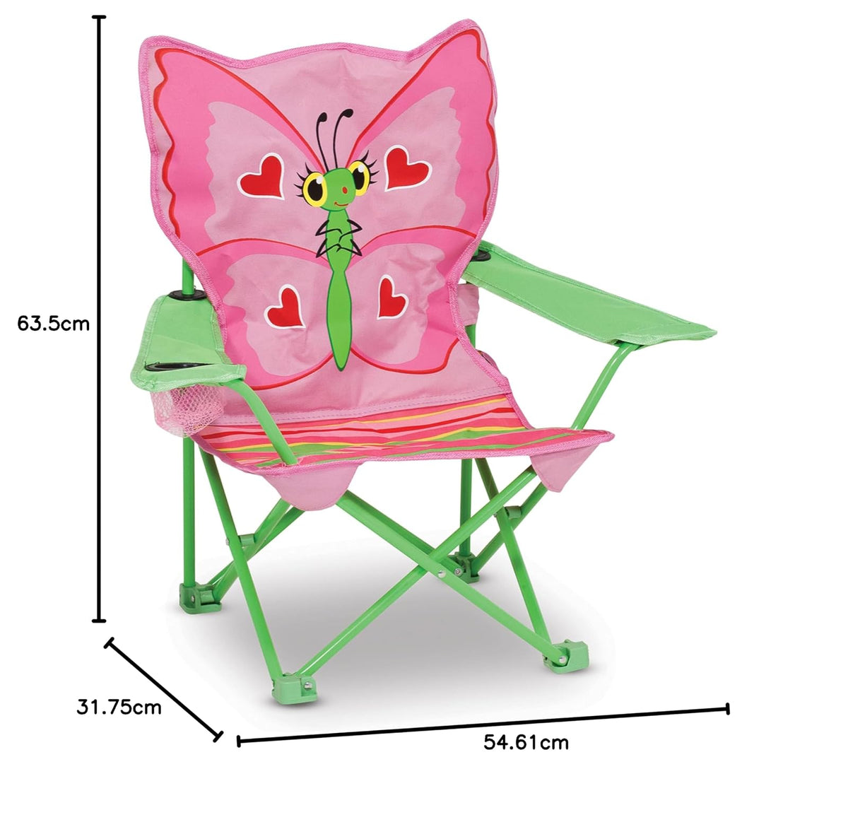 Melissa & Doug Silla Infantil Plegable con Mariposa, para Exteriores, Fácil de Abrir, Práctico Portavasos, Materiales Fáciles de Limpiar, Bolsa para Transportar