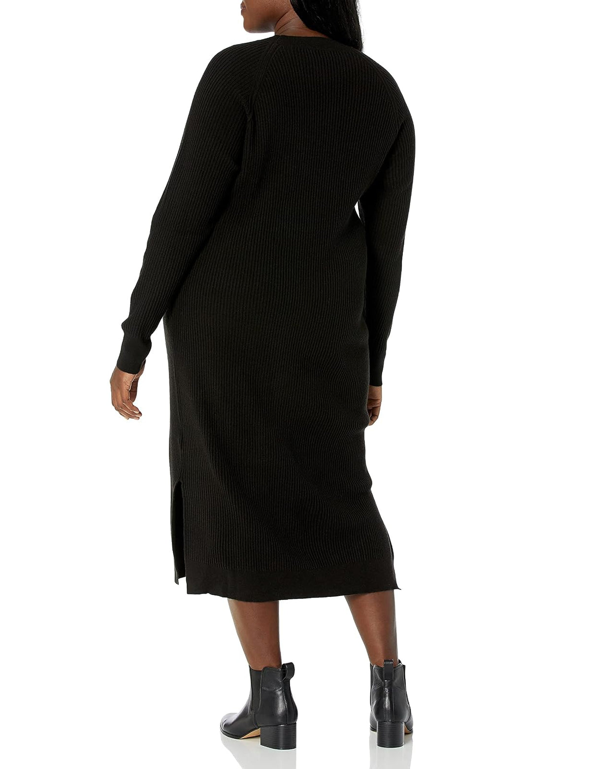 The Drop Renata Vestido Midi Acanalado Slounge Para Mujer, Negro, 3X, Talla Grande